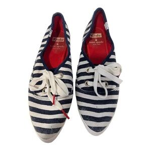 Keds with Kate spade NY snicker stripe navy blue and white gold size…